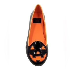 Strange Cvlt Black Patten Jack-o-Lantern Ballet Flats - size 7